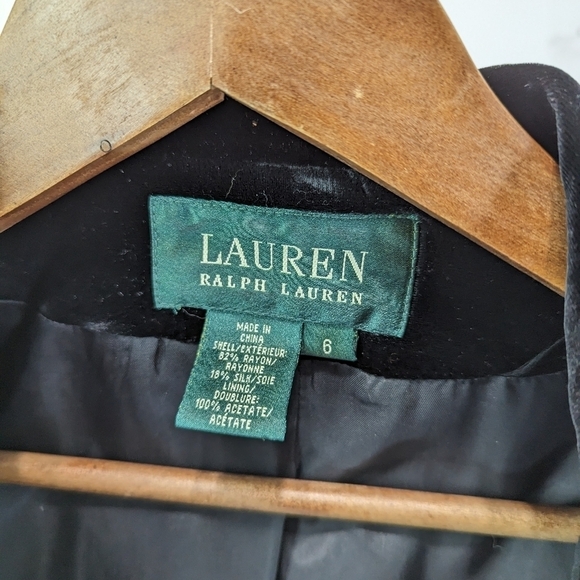 Lauren Ralph Lauren Blazer Womens Small 6 Black Velvet Jacket Double Breasted - Picture 3 of 9